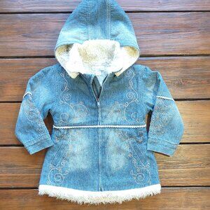 Orchestra 'Penny Lane' Denim Coat w/ Hood Embroidered Full Zip Toddler Girl 2T